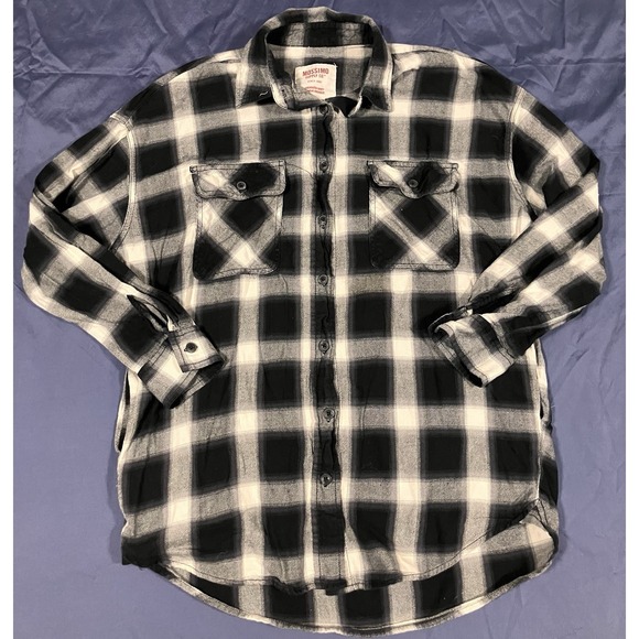 Mossimo Denim Other - Mossimo Supply Co. Men's Plaid Flannel Shirt Size Medium Side Hip Pockets Y2K